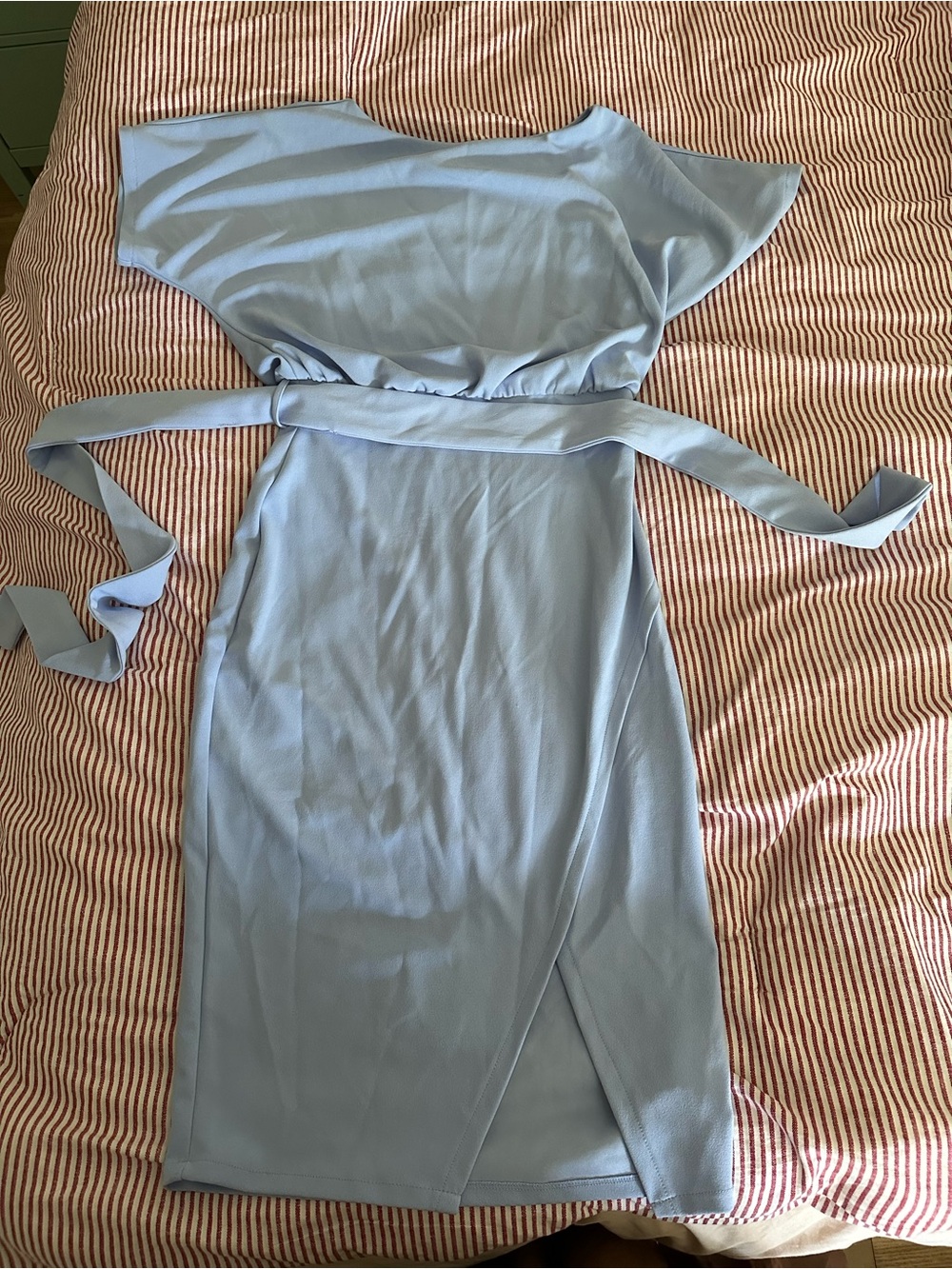 Kensie boat neck style Light Blue Wrap-Front Dress